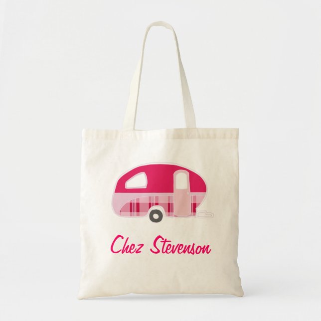 Personalisierte Retro Art Caravan Besitzer Canvas  Tragetasche (Vorne)