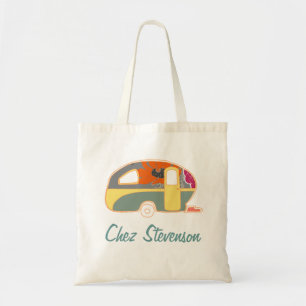 Personalisierte Retro Art Caravan Besitzer Canvas  Tragetasche