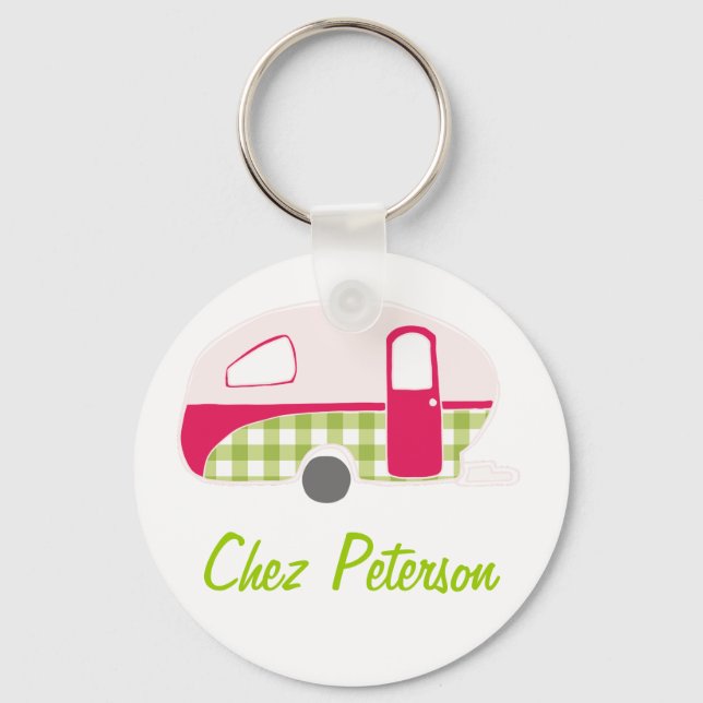 Personalisierte Retro Art Caravan Eigentümer Schlü Schlüsselanhänger (Vorderseite)