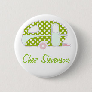 Personalisierte Retro-Art Wohnwagen Besitzer-Butto Button