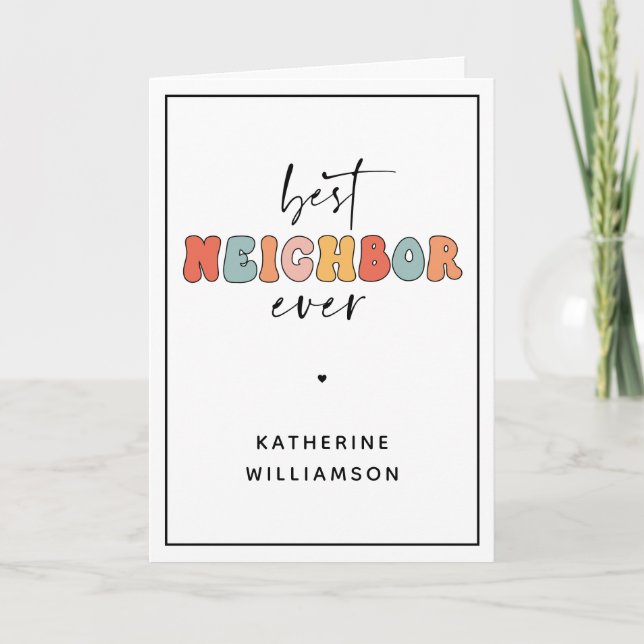 Personalisierte Retro Best Neighbour je Niedlich Karte (Vorderseite)