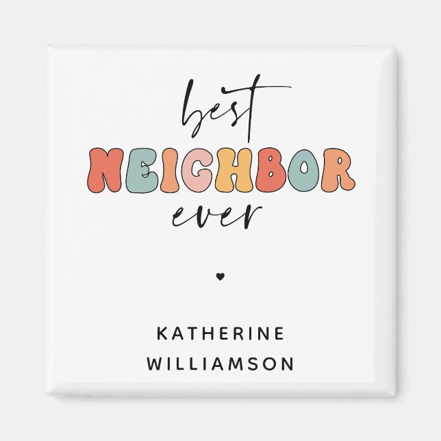 Personalisierte Retro Best Neighbour je Niedlich Magnet (Vorne)