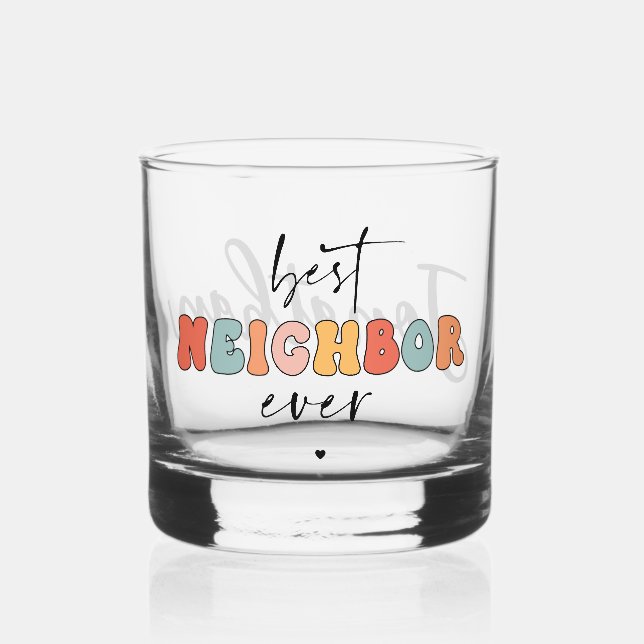 Personalisierte Retro Best Neighbour je Niedlich Whiskyglas (Vorderseite)