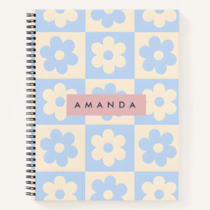 Personalisierte Retro Blaue Gänseblume Pastell-Blu Notizbuch