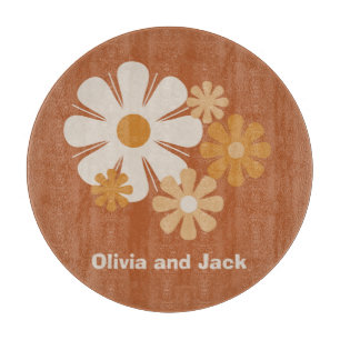 Personalisierte Retro-Blume Groovy Vintag 60er 70e Schneidebrett
