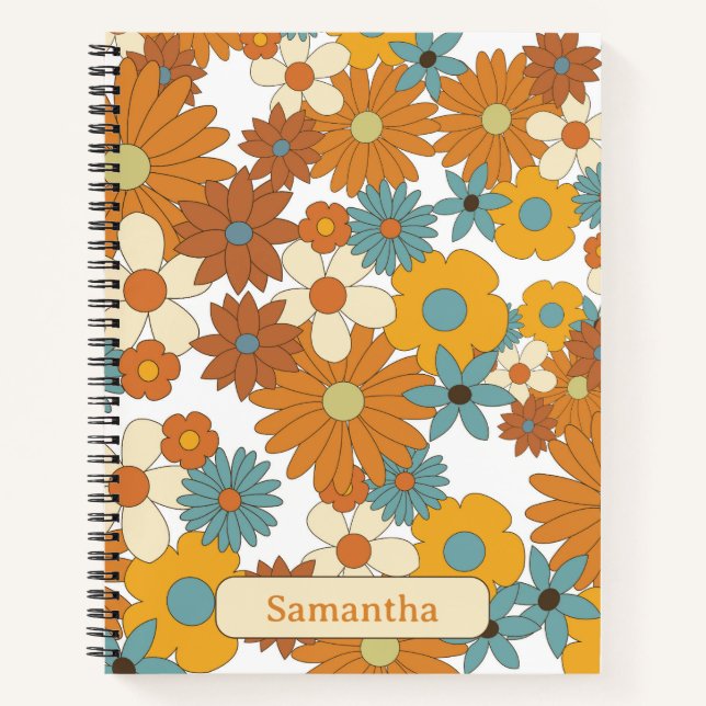 Personalisierte Retro-Blume - Sketchbook Notizbuch (Vorderseite)