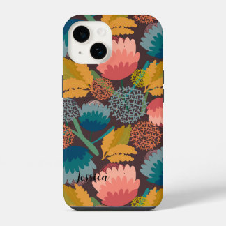 Personalisierte Retro-Blumen in Vintage-Farben iPhone 14 Hülle