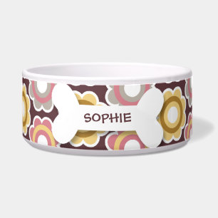 Personalisierte retro Blumenhundeknochen-Nahrung Napf