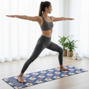 Personalisierte Retro-Blumenmuster-Yogamatte Yogamatte