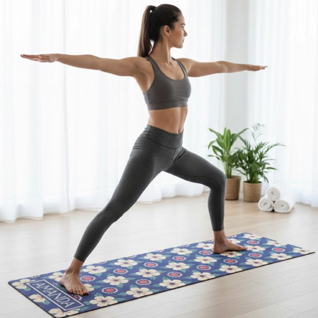Personalisierte Retro-Blumenmuster-Yogamatte Yogamatte (Von Creator hochgeladen)