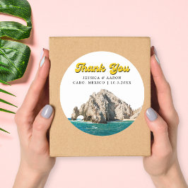 Personalisierte Retro Cabo Gastgeschenk Hochzeit S Runder Aufkleber