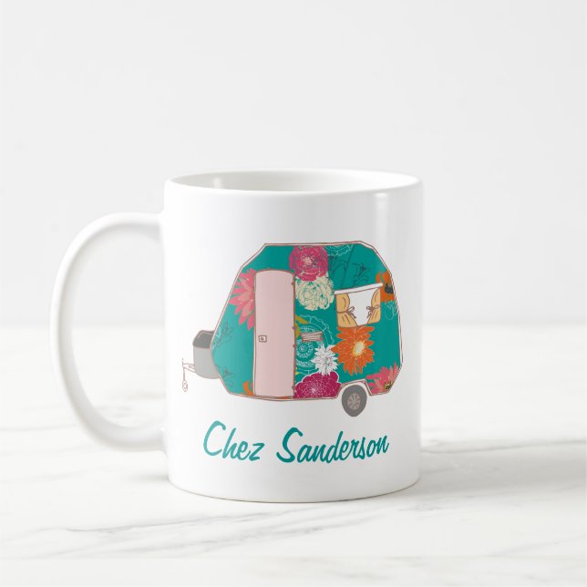Personalisierte Retro Caravan Art Tasse (Links)