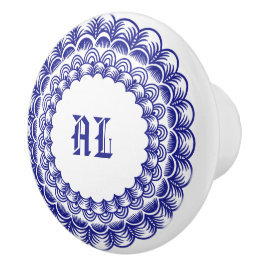 Personalisierte Retro Chinoiserie Blau und Weiß Keramikknauf
