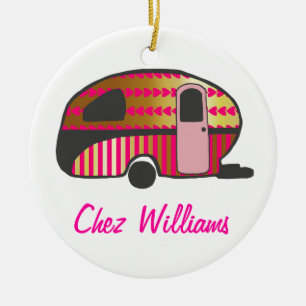 Personalisierte Retro-Design-Wohnwagen-Ornamente Keramikornament
