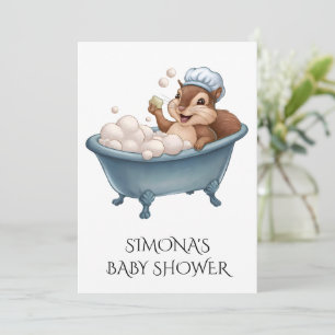 Personalisierte Retro-Eichhörnchen-Baby-Party Einladung