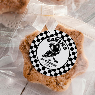 Personalisierte Retro-Eishockey-Geburtstagsparty Runder Aufkleber