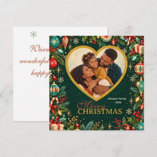 Personalisierte Retro-Familienfoto-Weihnachtskarte Karte
