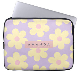 Personalisierte Retro Gelbe Gänseblümchen-Blume Laptopschutzhülle