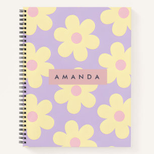 Personalisierte Retro-Gelbe Gänseblümchen-Blume Notizbuch