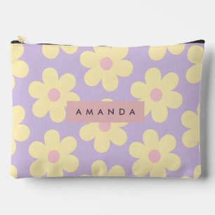 Personalisierte Retro Gelbe Gänseblümchen-Blume Zubehörtasche