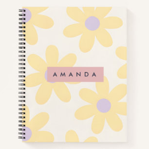 Personalisierte Retro-Gelbe Gänseblümchen-Blumen Notizbuch