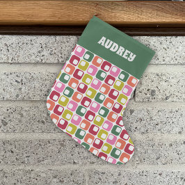 Personalisierte Retro Geometric Print 1970s Großer Weihnachtsstrumpf