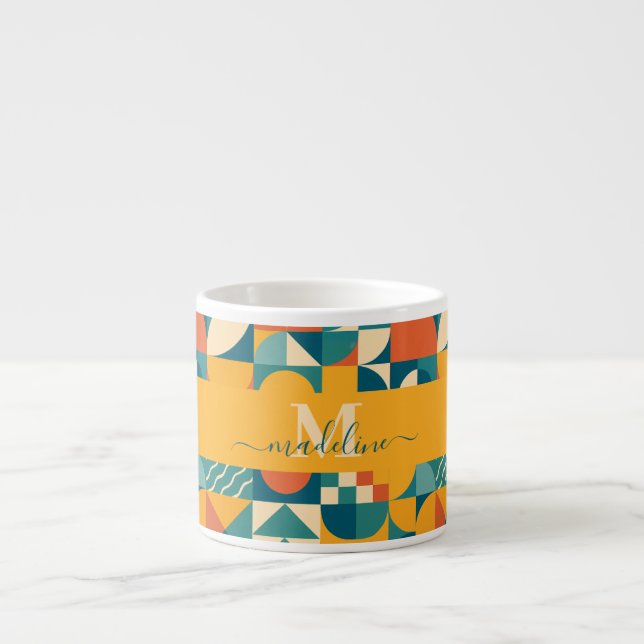 Personalisierte Retro geometrische Farbe Espressotasse (Vorderseite)