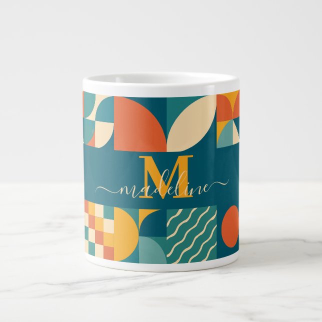Personalisierte Retro geometrische Farbe Jumbo-Tasse (Vorderseite)