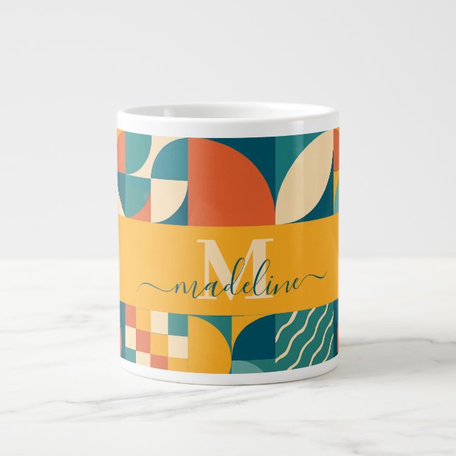 Personalisierte Retro geometrische Farbe Jumbo-Tasse (Vorderseite)