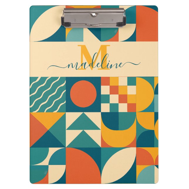 Personalisierte Retro geometrische Farbe Klemmbrett (Vorderseite)