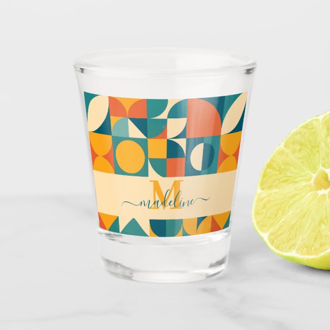 Personalisierte Retro geometrische Farbe Schnapsglas (Vorderseite)