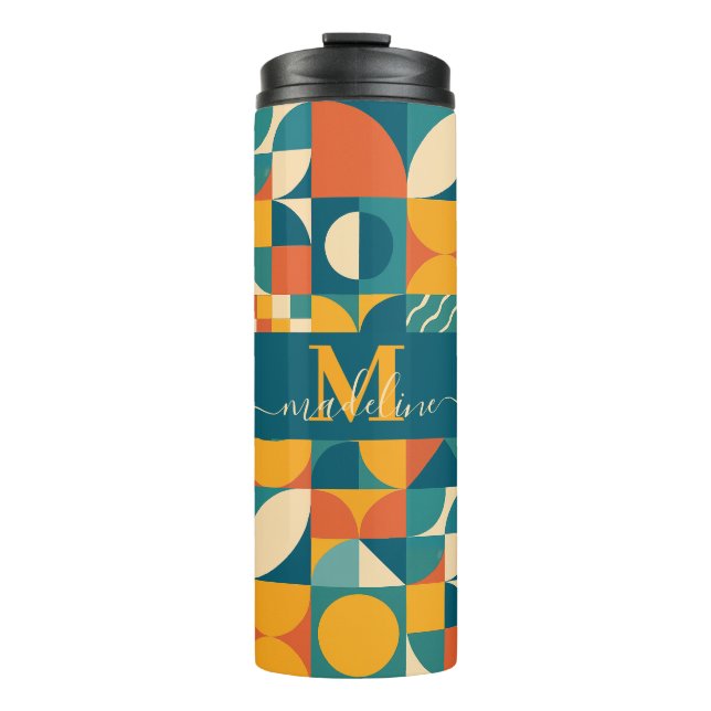 Personalisierte Retro geometrische Farbe Thermosbecher (Vorderseite)