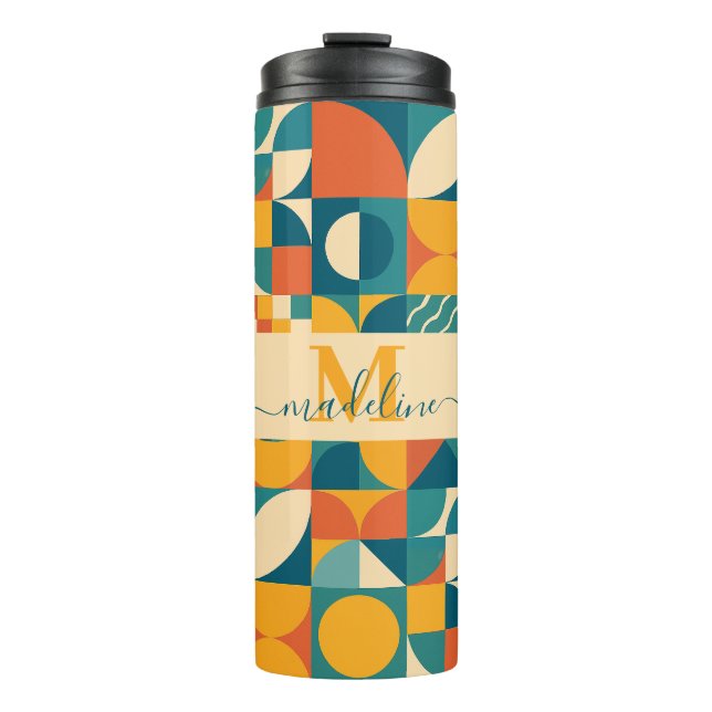 Personalisierte Retro geometrische Farbe Thermosbecher (Vorderseite)