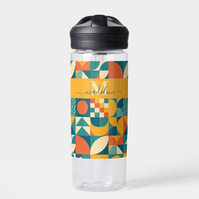 Personalisierte Retro geometrische Farbe Trinkflasche (Vorderseite)
