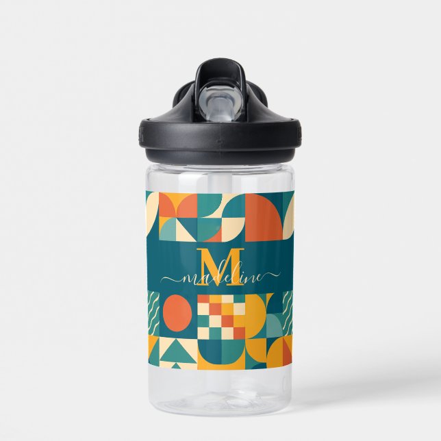 Personalisierte Retro geometrische Farbe Trinkflasche (Vorne)