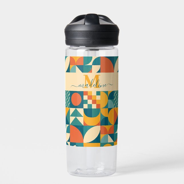 Personalisierte Retro geometrische Farbe Trinkflasche (Vorderseite)