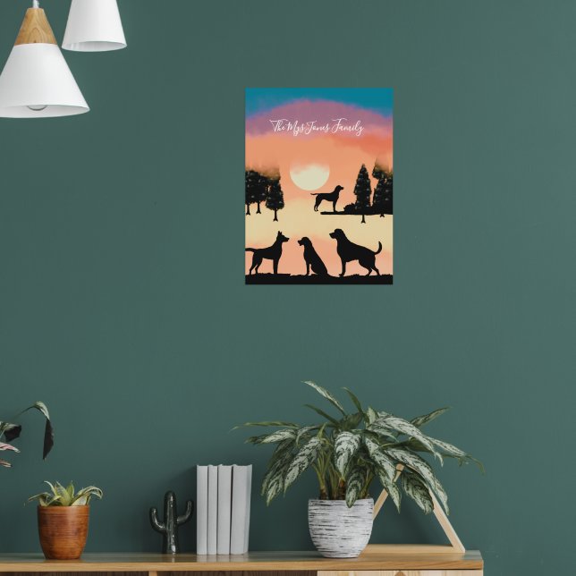 Personalisierte Retro-Hunde im Schwarzen Holiday B Poster (Wohnzimmer 1)