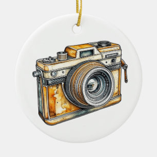 Personalisierte Retro-Kamera Weihnachten Keramik Ornament