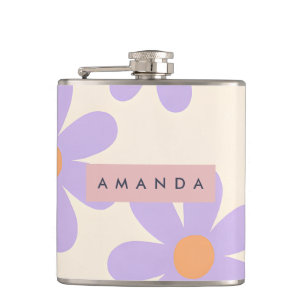 Personalisierte Retro-Lavendel-Gasterie-Blume Flachmann