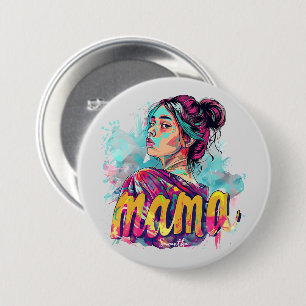 Personalisierte Retro-Mama-Pop-Art (13) Button