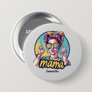 Personalisierte Retro-Mama-Pop-Art (19) Button