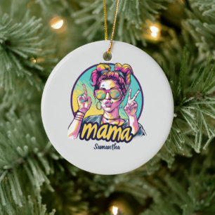Personalisierte Retro-Mama Pop-Art (19) Keramik Ornament