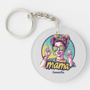 Personalisierte Retro-Mama Pop-Art (19) Schlüsselanhänger