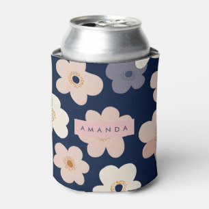Personalisierte Retro Marineblaue Blütenblüten Dosenkühler