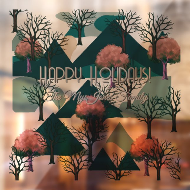 Personalisierte Retro-Minimalistische Bäume und Fo Fensteraufkleber (Blatt 2)