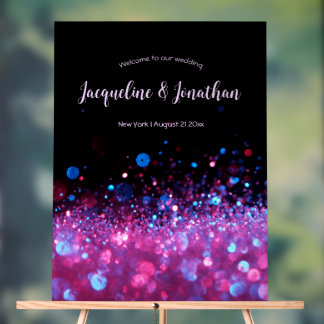 Personalisierte Retro Neon Pink Black Glitzer Hoch Acrylschild