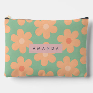 Personalisierte Retro Orange Gänseblümchen-Blume Zubehörtasche