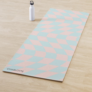 Personalisierte Retro Pastell Wavy Checkered Yogamatte