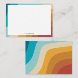Personalisierte Retro-Regenbogenwellen Mitteilungskarte