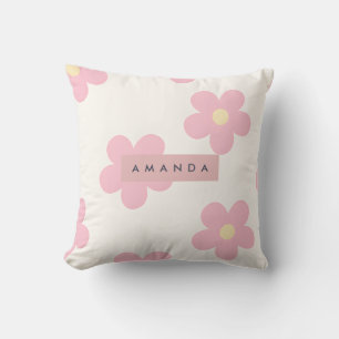 Personalisierte Retro Rosa Gänseblümchen-Blume Kissen